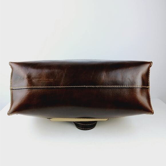 Patricia Nash Toscano Winter Bloom Large Leather Tote Bag Brown/Tan - Picture 7 of 7